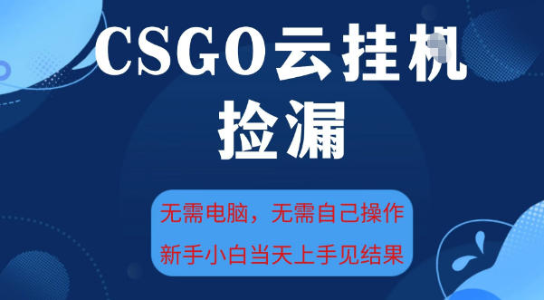 CSGO云挂G全自动捡漏,最新独家玩法,无需电脑操作,新手小白日入5张+【揭秘】-青心网创站