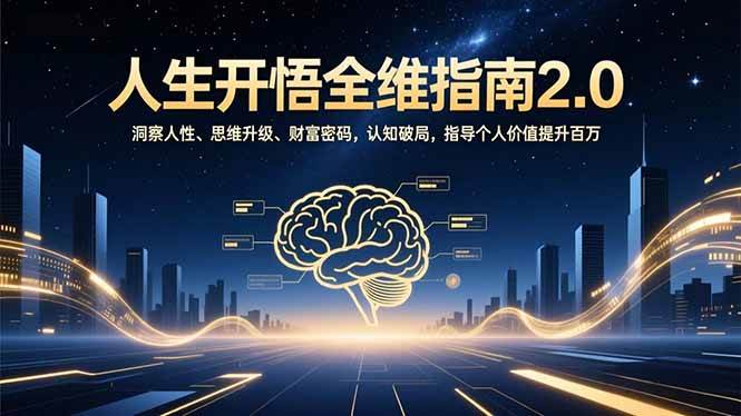 （16898期）人生开悟全维指南2.0：洞察人性、思维升级、财富密码，认知破局，指导个人价值提升百万-青心网创站