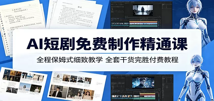 AI短剧免费制作精通课：全程保姆式细致教学，全套干货完胜付费教程|青心网创站