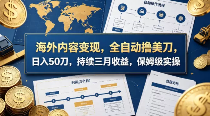 海外内容变现，全自动撸美刀，日入50刀，持续三月收益，保姆级实操【揭秘】|青心网创站