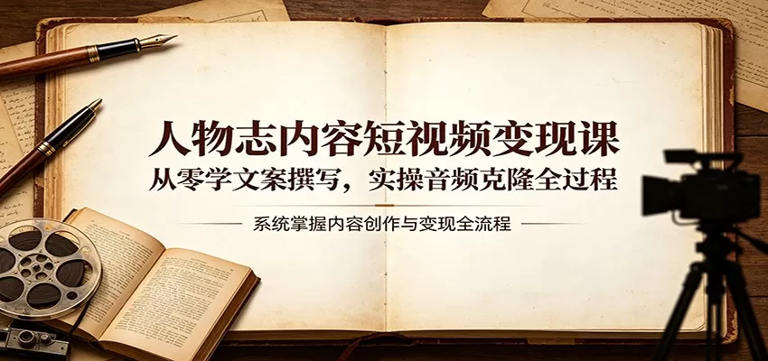 人物志内容短视频变现课：从零学文案撰写，实操音频克隆全过程|青心网创站