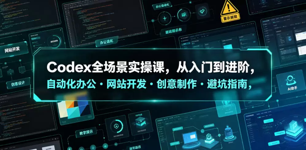 Codex全场景实操课，从入门到进阶，自动化办公・网站开发・创意制作・避坑指南，全流程教学|青心网创站