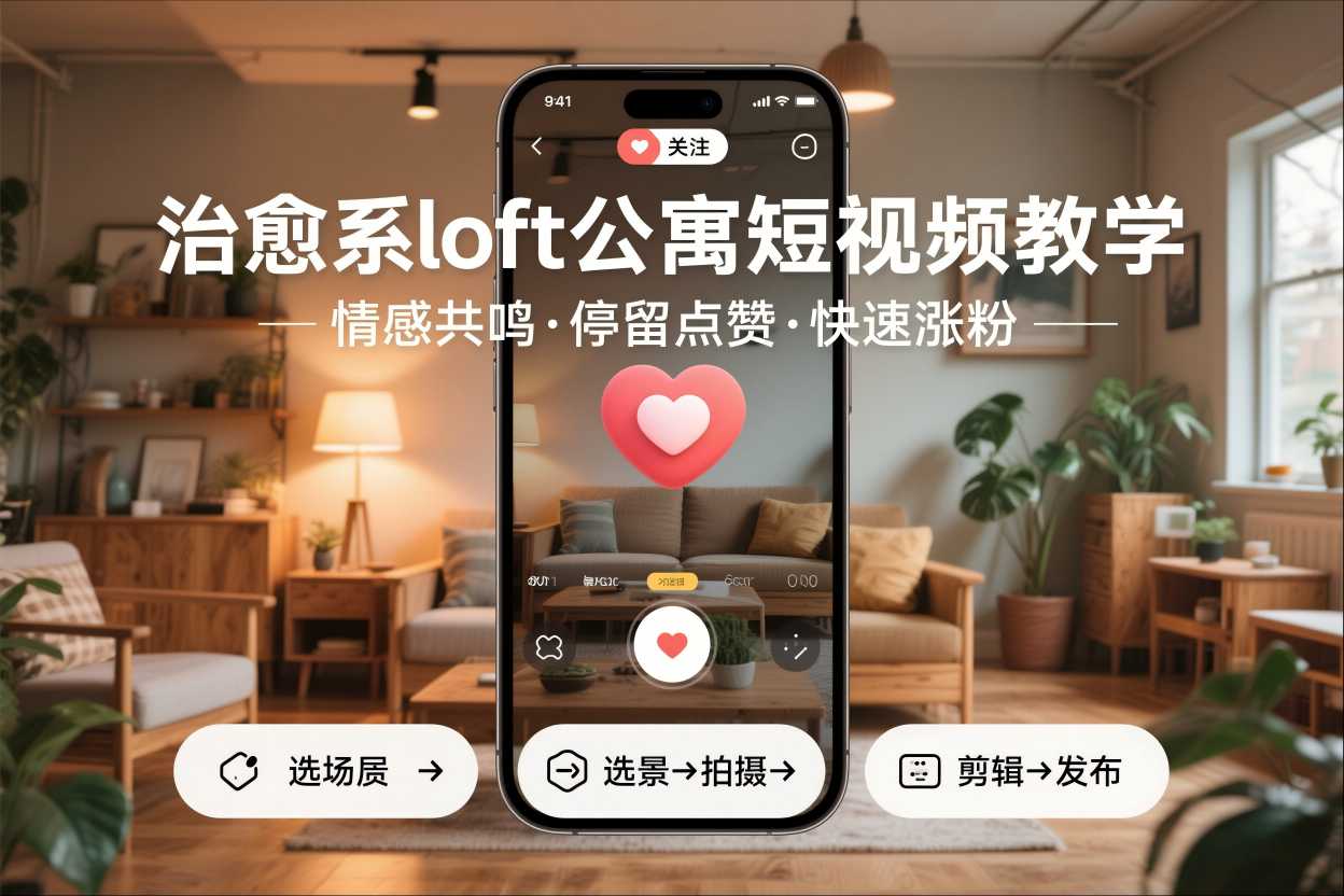 治愈系loft公寓短视频制作教学，情感共鸣引停留点赞关注，快速起号涨粉-青心网创站