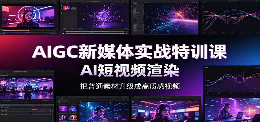 AIGC新媒体实战特训课：工具入门实操，AI短视频渲染，数字人商业视频制作 - 青心资源站