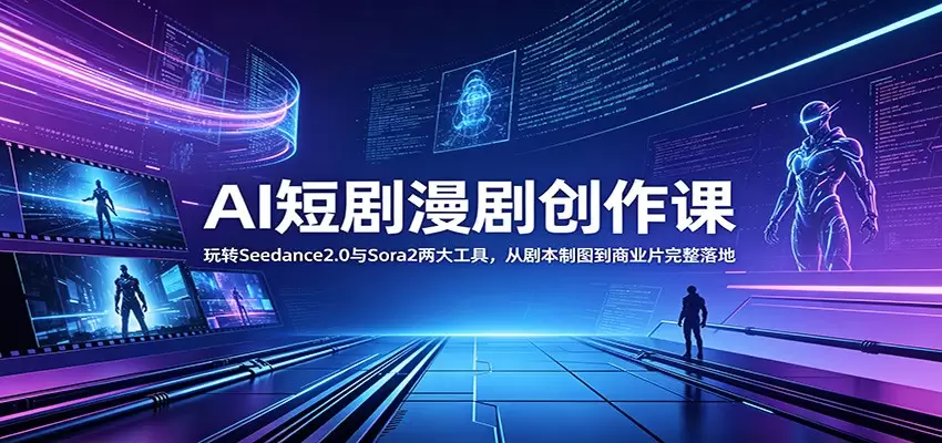 AI短剧漫剧创作课：玩转Seedance2.0与 Sora2两大工具，从剧本制图到商业片完整落地|青心网创站