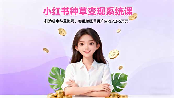 小红书种草变现系统课：打造吸金种草账号，实现单账号月广告收入3-5万元-青心网创站