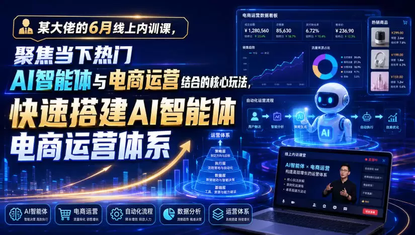 某大佬的6月线上内训课，聚焦当下热门AI智能体与电商运营结合的核心玩法，快速搭建AI智能体电商运营体系|青心网创站