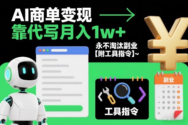 AI商单变现，靠代写月入1w+，永不淘汰副业【附工具指令】青心网创青心网创站
