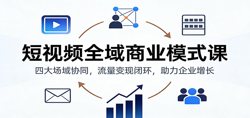 短视频全域商业模式课：四大场域协同，流量变现闭环，助力企业增长-青心网创站