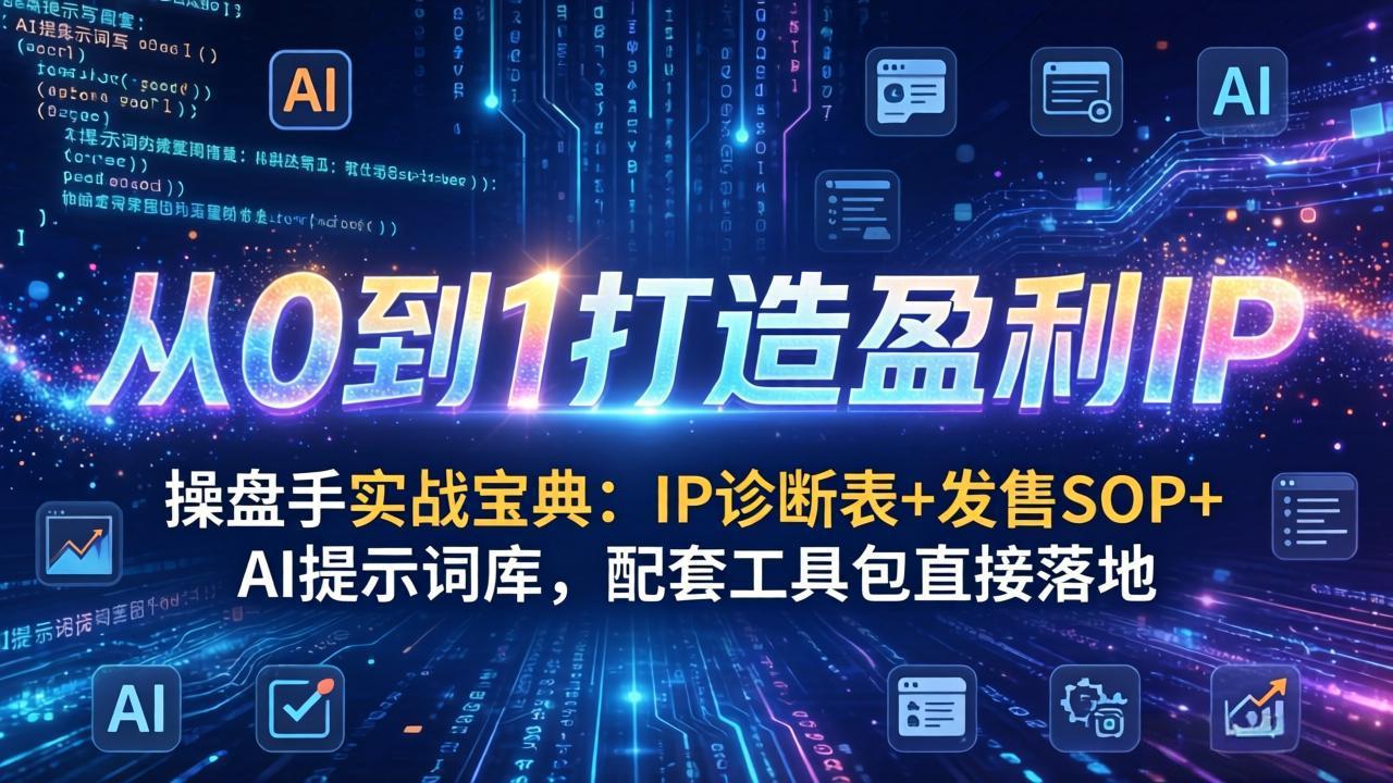 操盘手实战宝典：IP诊断表+发售SOP+AI提示词库，配套工具包直接落地，从0到1打造盈利IP青心网创青心网创站