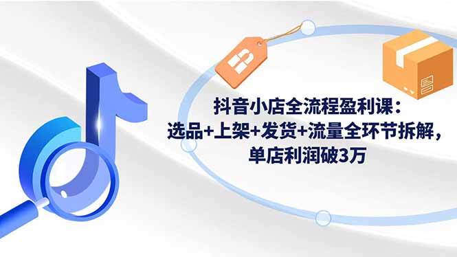 （16593期）抖音小店全流程盈利课：选品+上架+发货+流量全环节拆解，单店利润破3万-青心网创站