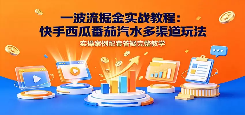 一波流掘金实战教程：快手西瓜番茄汽水多渠道玩法，实操案例配套答疑完整教学|青心网创站
