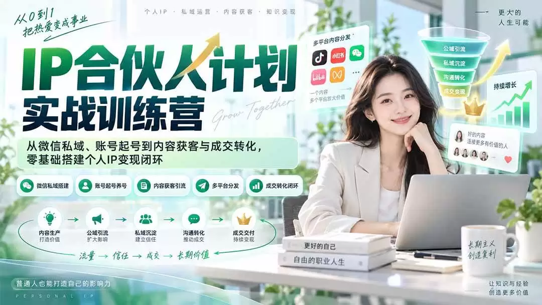 (20321期)IP合伙人计划实战训练营-更新:从微信私域、账号起号到内容获客与成交转化,零基础搭建个人IP变现闭环 (20321期)IP合伙人计划实战训练营-更新:从微信私域、账号起号到内容获客与成交转化,零基础搭建个人IP变现闭环
