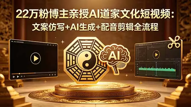 22万粉博主亲授AI道家文化短视频：文案仿写+AI生成+配音剪辑全流程|青心网创站