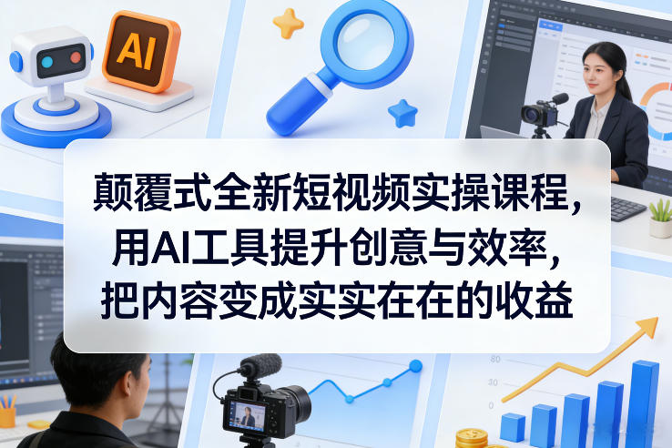 颠覆式全新短视频实操课程，用AI工具提升创意与效率，把内容变成实实在在的收益青心网创青心网创站