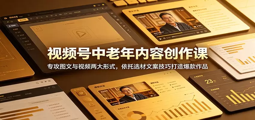 视频号中老年内容创作课：专攻图文与视频两大形式，依托选材文案技巧打造爆款作品|青心网创站