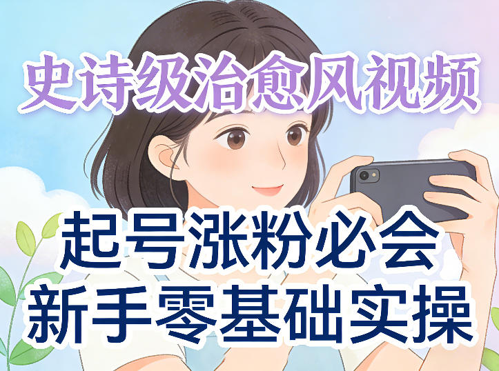 史诗级治愈风视频爆了，起号涨粉必会，新手零基础实操（实操+变现全讲解）|青心网创站