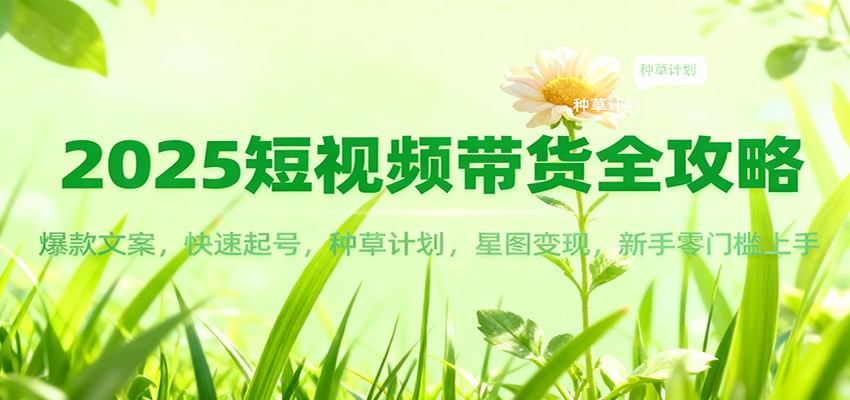 图片[1]-2025短视频带货全攻略：爆款文案，快速起号，种草计划，星图变现，新手零门槛上手-青心网创站