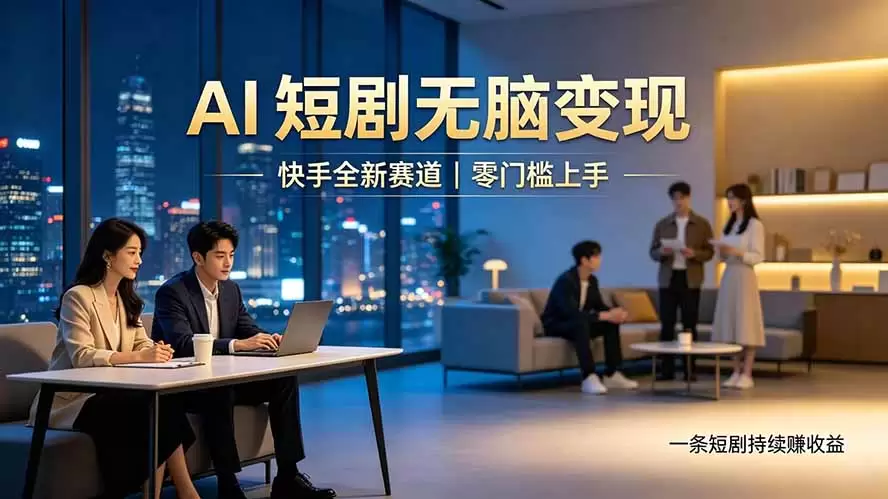 别乱找副业了，快手 AI 短剧零门槛长久被动增收|青心网创站