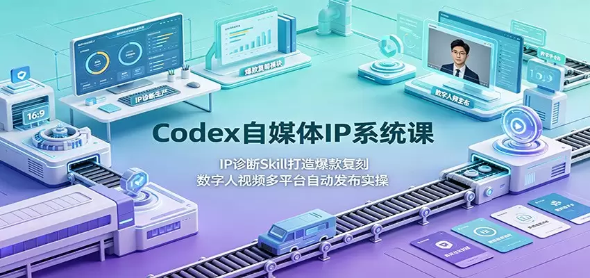 Codex自媒体IP系统课：IP诊断Skill打造爆款复刻，数字人视频多平台自动发布实操|青心网创站