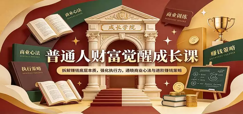 普通人财富觉醒成长课：拆解赚钱底层本质，强化执行力，通晓商业心法与进阶赚钱策略 - 青心资源站