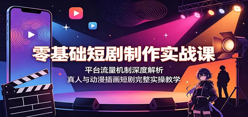 零基础短剧制作实战课：平台流量机制深度解析，真人与动漫插画短剧完整实操教学|青心网创站