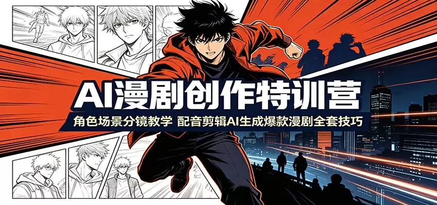 AI漫剧创作特训营：角色场景分镜教学，配音剪辑AI生成爆款漫剧全套技巧|青心网创站