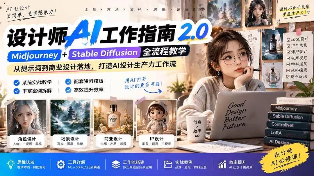 （20562期）《设计师AI工作指南 2.0》-无水印课：从思维落地，解锁 AI 设计生产力 - 青心资源站