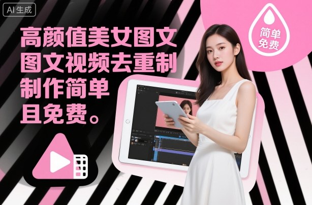 高颜值美女图文视频去重制作教学，制作简单且免费-青心网创站