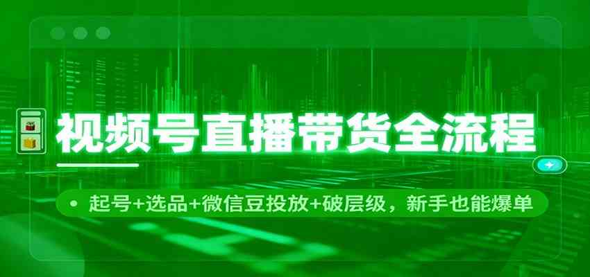 视频号直播带货全流程：起号+选品+微信豆投放+破层级，新手也能爆单-青心网创站