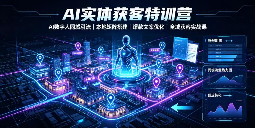 AI实体获客特训营｜AI数字人同城引流、本地矩阵搭建、爆款文案优化全域获客实战课|青心网创站