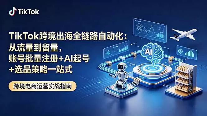 TikTok跨境出海全链路自动化：从流量到留量，账号批量注册+AI起号+选品策略一站式|青心网创站