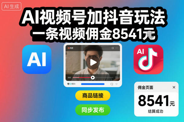 AI视频号加抖音玩法,一条视频佣金8541米-青心网创站