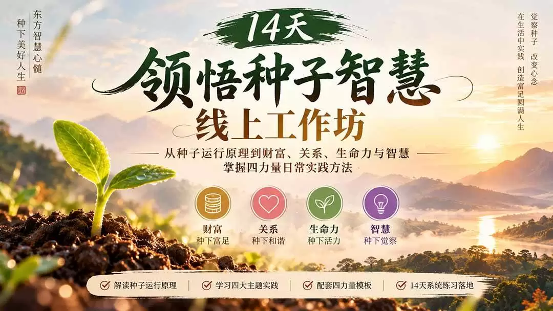 （20756期）14天领悟种子智慧线上工作坊｜从种子运行原理到财富、关系、生命力与智慧，掌握四力量日常实践方法 - 青心资源站