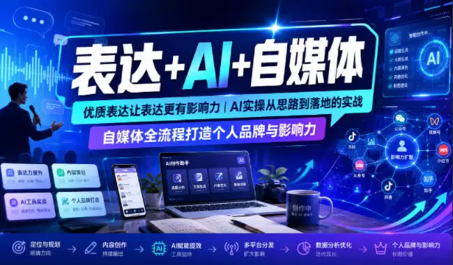 表达+AI+自媒体，优质表达让表达更有影响力|AI实操从思路到落地的实战|自媒体全流程打造个人品牌与影响力|青心网创站