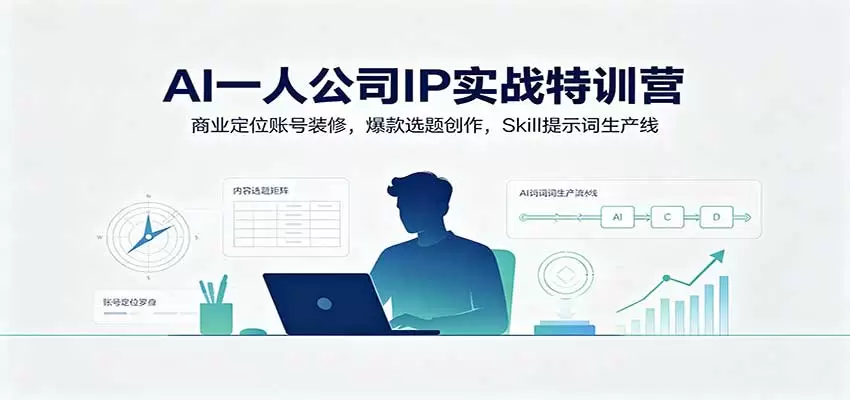 AI一人公司IP实战特训营：商业定位账号装修，爆款选题创作，Skill提示词生产线 - 青心资源站
