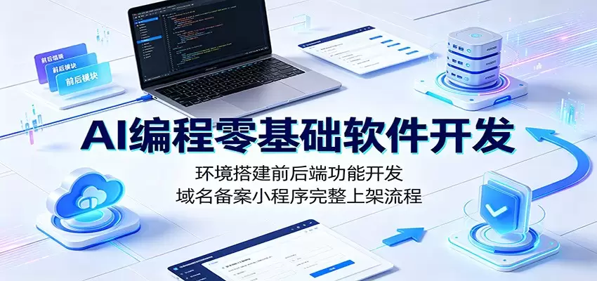 AI编程零基础软件开发：环境搭建前后端功能开发，域名备案小程序完整上架流程|青心网创站
