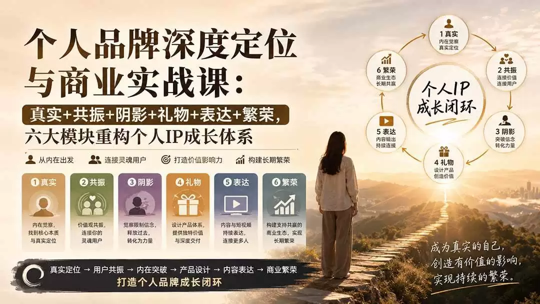 （20140期）个人品牌深度定位与商业实战课：真实+共振+阴影+礼物+表达+繁荣，六大模块重构个人IP成长体系 - 青心资源站