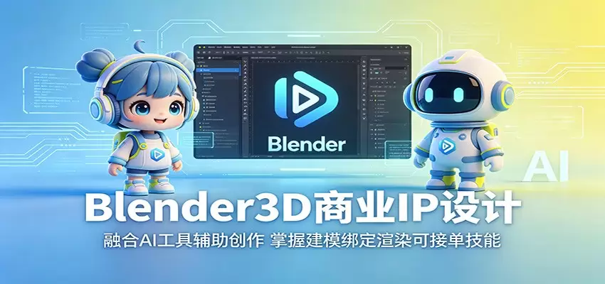 Blender3D商业IP设计：融合AI工具辅助创作，掌握建模绑定渲染可接单技能|青心网创站