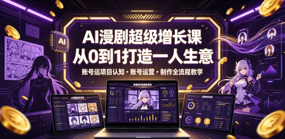 AI漫剧超级增长课，从0到1打造一人生意，项目认知・账号运营・制作全流程教学|青心网创站