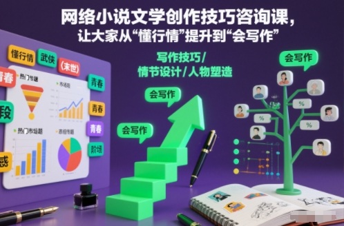 网络小说文学创作技巧咨询课,让大家从“懂行情”提升到”会写作”的高度-青心网创站