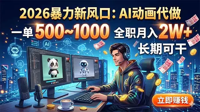 2026暴力新风口：AI动画代做，一单500~1000，全职月入2W+，长期可干|青心网创站
