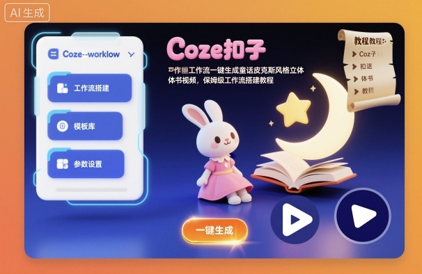 Coze扣子工作流一键生成童话皮克斯风格立体书视频,保姆级工作流搭建教程-青心网创站