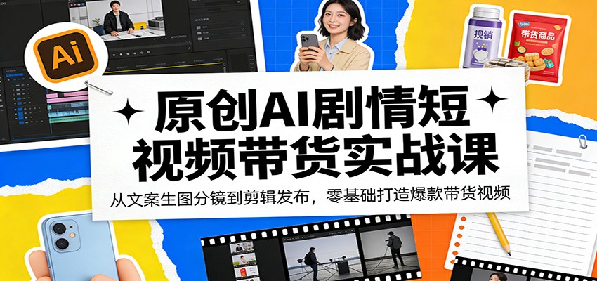 原创AI剧情短视频带货实战课:从文案生图分镜到剪辑发布,零基础打造爆款带货视频|青心网创站