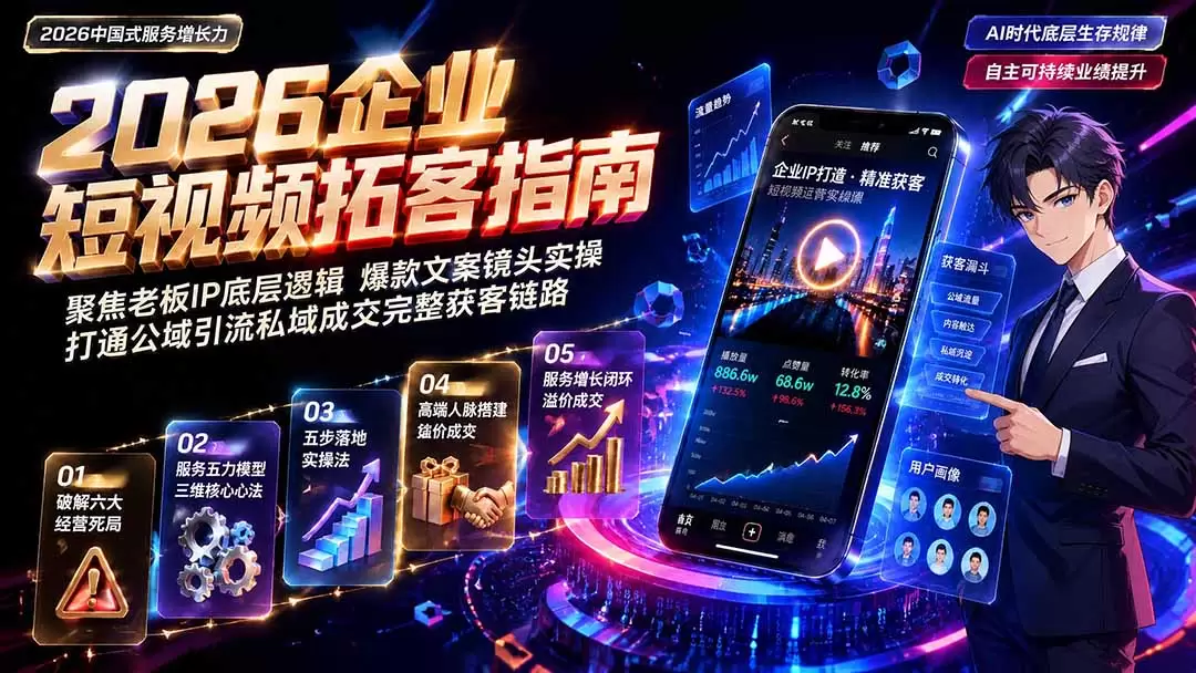 2026AI时代服务增长力实战课-无水印｜五力模型三维心法教学，破解门店客源流失低价内卷实现长效业绩增长|青心网创站