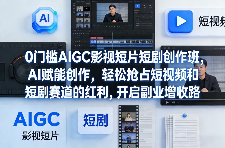 0门槛AIGC影视短片短剧创作班,AI赋能创作,轻松抢占短视频和短剧赛道的红利,开启副业增收路青心网创青心网创站