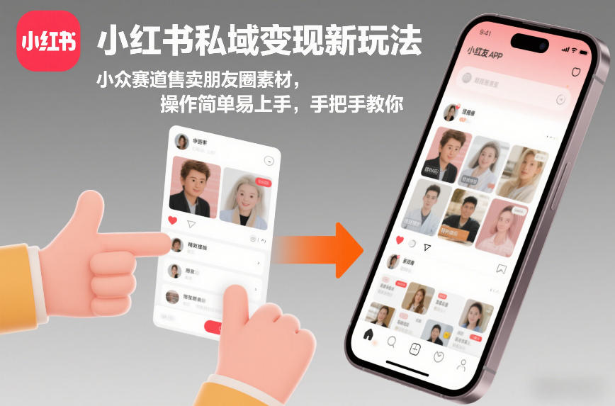 小红书私域变现新玩法，小众赛道售卖朋友圈素材，操作简单易上手，手把手教你青心网创青心网创站