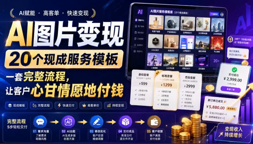 AI图片变现，20个现成服务模板，一套完整流程，让客户心甘情愿地付钱【原创双语字幕】|青心网创站