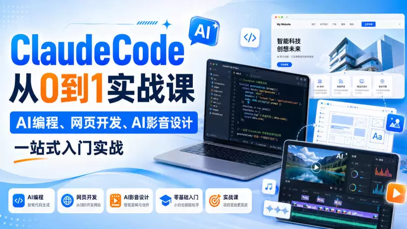 Claude Code从0到1实战课，AI编程、网页开发、AI影音设计一站式入门实战（更新） - 青心资源站