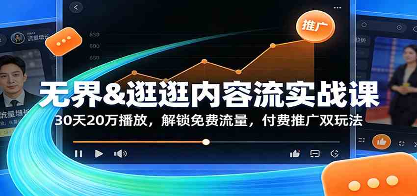 无界&逛逛内容流实战课：30天20万播放，解锁免费流量，付费推广双玩法青心网创青心网创站